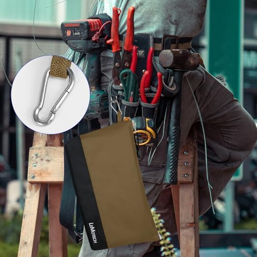 LeMotech Zipper Tool Bag with Carabiners, Water Resistant Stand-Up Utility Pouch Heavy Duty 1680D Oxford, Multipurpose Storage Pouch, 9 Pack