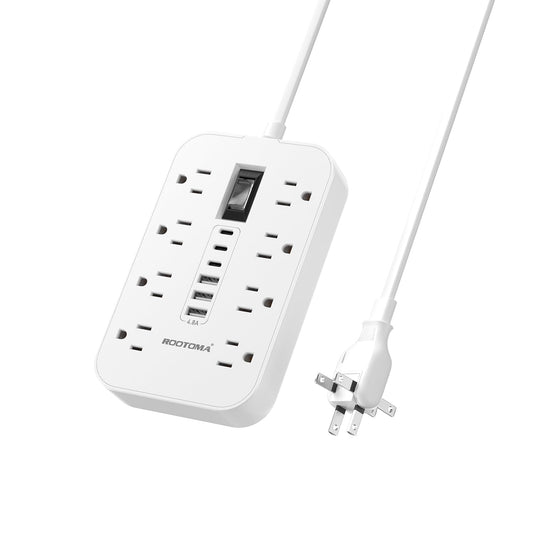 US to JP Plug Adapter, Type A Travel Adaptor, 5ft Extension Cord with 180° Rotating Plug, 8 AC Outlets 6 USB (3 USB C) Charging Ports, 1875W/15A, NO Surge Protector for Travel