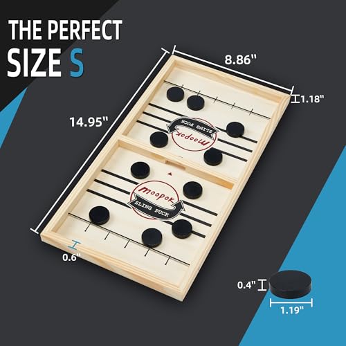 Fast Sling Puck Game - Wooden Air Hockey Board for 2 Players - Medium