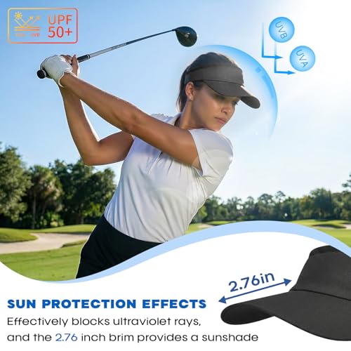 Sukeen Black Sports Sun Visor Hat for Women & Men Moisture-Wicking Foldable