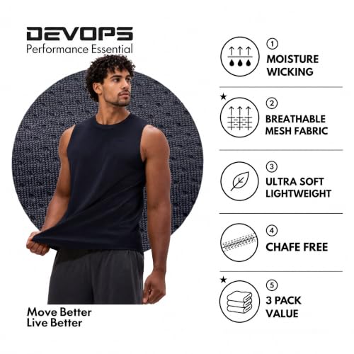 Men's Sleeveless Muscle Tank Top - 3 Pack, Moisture Wicking Activewear