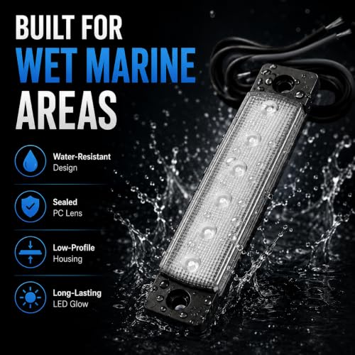LED Interior Boat Lights - Slim Strip Bar Light (Pack of 2, White)