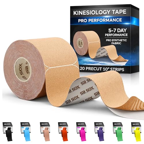 Kinesiology Tape - 16 ft Latex-Free Precut Strips - Nude
