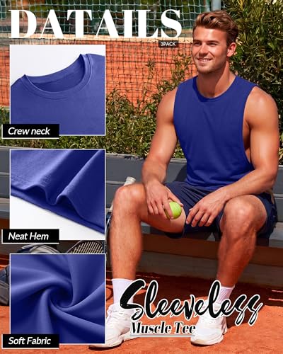 Ficerd 3-Pack Men’s Big & Tall Tank Tops – Soft Cotton-Poly Blend, Loose Fit