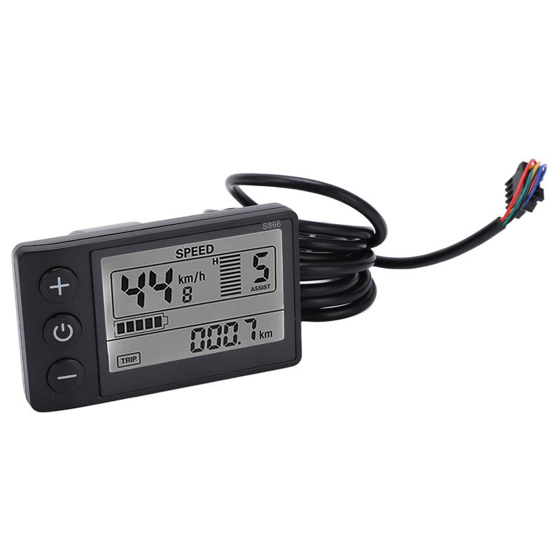 Electric Bikes LCD Display, S866 Electric Bicycles LCD Display Meter 24V 36V 48V Control Panel with Plug Replacement for Electric Scooter Ebikes