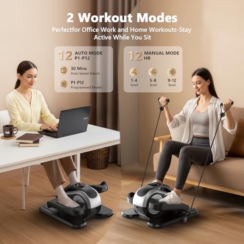 Under Desk Elliptical Machine - Electric Leg Exerciser, Black
