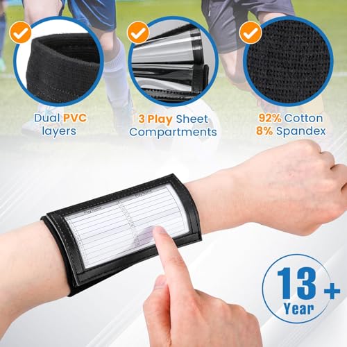 Football Wristbands for Plays - Youth Arm Bands with 3 Compartments