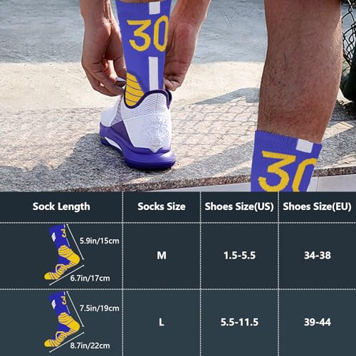 Basketball Socks - Compression Cushion Team Number Socks - Blue/White-30