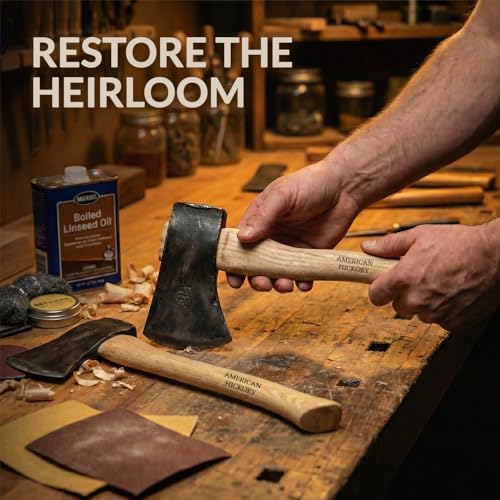 Cuitáxi 2 Pack 14-Inch Hickory Axe Handles for 1-1/4 Pound Axes with Wedges - Replacement Hatchet Handles