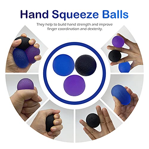 2-Inch Stress Balls for Adults - 3-Pack Hand Grip Exercise