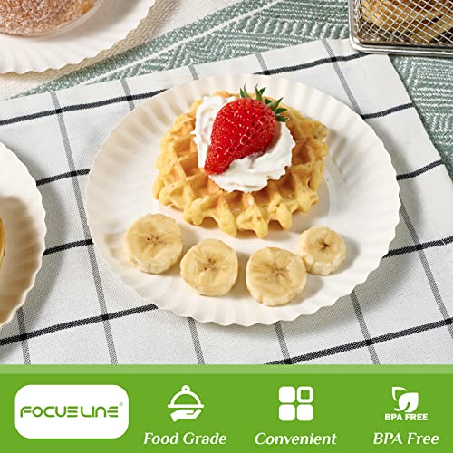 FOCUSLINE 6 Inch Disposable Paper Plates 500 Pack White Uncoated for Events & Parties