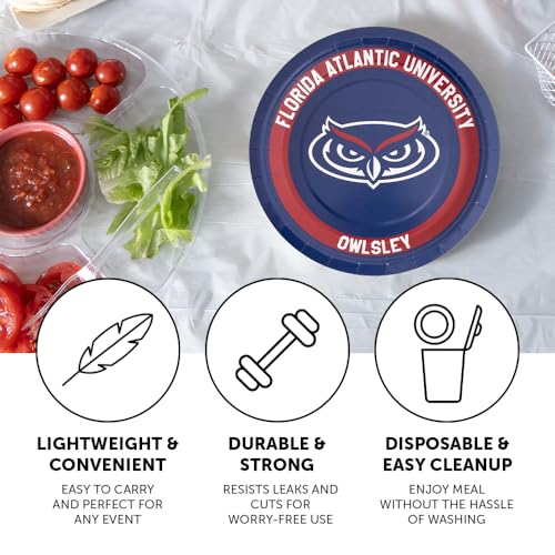 Florida Atlantic University 20-Count 9-Inch Paper Plates - Officially Licensed Tableware for Game Day and Celebrations