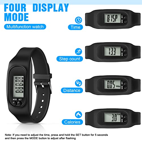 3 Pcs Silicone Pedometer Watch Set - Mint Green, Sky Blue, Black