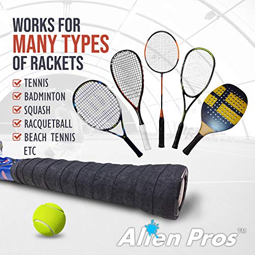 Tennis Racket Grip Tape - Precut Light Tac Feel - 6-Pack Black