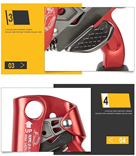 SZCQ SRT Climbing Hand Ascender Aviation Light Alloy Mountaineering Rock Ergonomic Rappelling Gear Equipment Right Handled Ascender Arborist Tree Climber Rigging