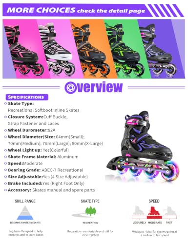 Adjustable Flashing Inline Skates for Kids & Adults - Light Up Wheels