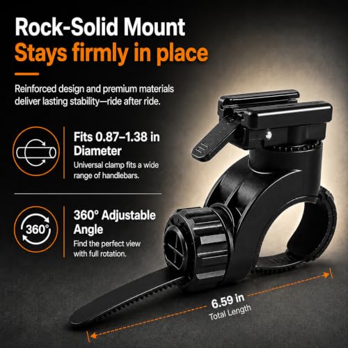 BrightRoad 850 Lumens Bike Front Light with 5 Modes, USB Rechargeable & Rotating Mount