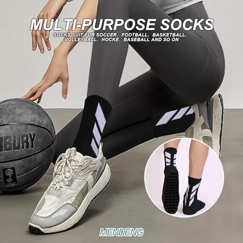 Grip Socks for Men - Non-Slip Training & Yoga Socks - 2 Pairs, Black & White