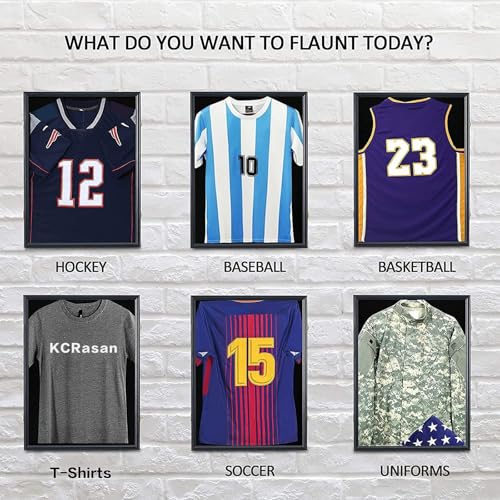 Large Lockable Jersey Display Frame with UV Protection - Matte Black