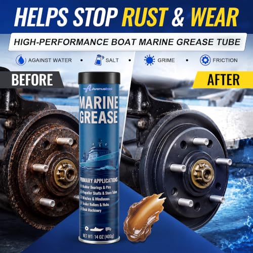 Marine Grade Waterproof Grease - 14 oz Tube, High Temp Bearing Lubricant for Boats & Trailers