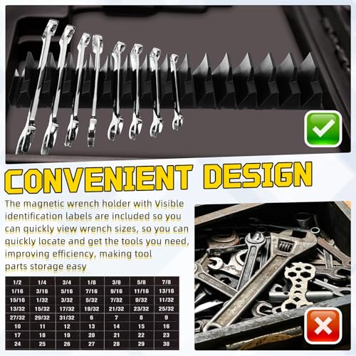 36 Pcs Modular Wrench Organizer Holder 2 Sets Magnetic Wrench Organizers Storage Magnetic Modular Tool Racks for Tool Box Drawer Organization Storage Gift for Father Brother(Red&black)