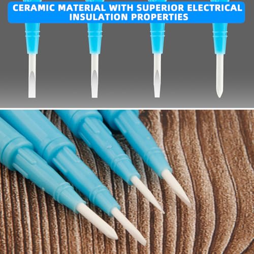 4 Pcs Plastic & Ceramic Screwdriver Set, Non-Conductive Slotted Screwdrivers for High-Frequency Circuit Adjustment, Precision Tools for Electronics Repair, Watchmaking, and Sensitive Equipment