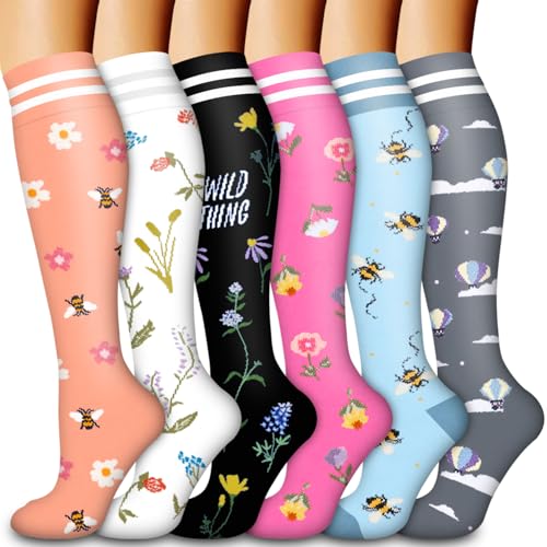 Laite Hebe Compression Socks for Men & Women - Small-Medium, 6 Pairs, Athletic Support