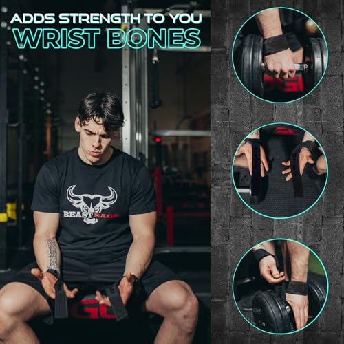 Lifting Wrist Straps with Neoprene Padding - Black Gel