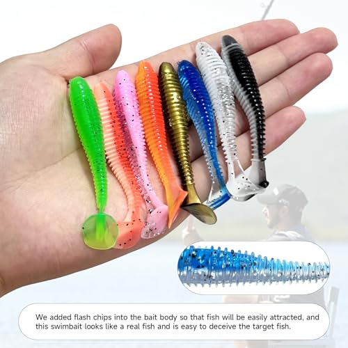 96 Pcs 2.7-Inch Soft Fishing Lures - Paddle Tail Swimbaits