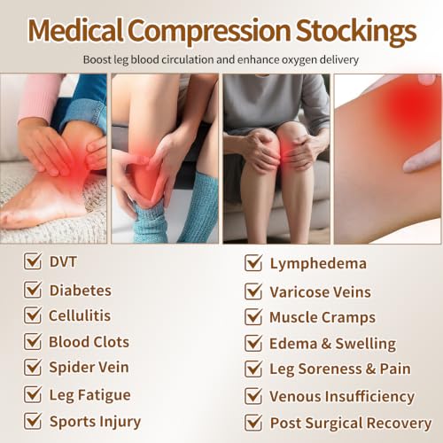 Small Beige Myshear Medical Compression Stockings 20-30 mmHg Thigh High Support Socks