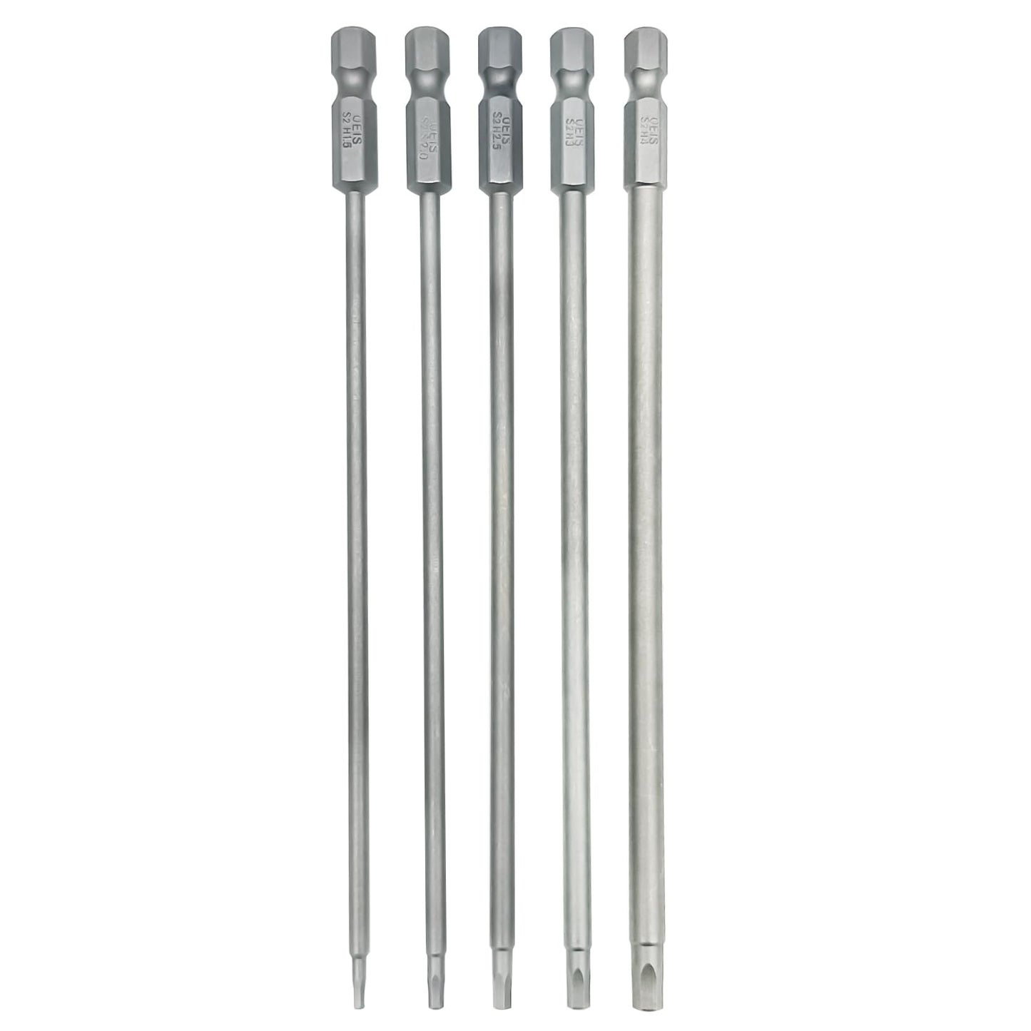 5Packs RC Hex Bit 6 Inch Power Bits 1.5mm 2.0mm 2.5mm 3.0mm 4mm Allen Wrench Drill Bit Set Professional Grade ¼ Inch Hex Shank for Screwdrivers Electric Screwgun/Power Drill