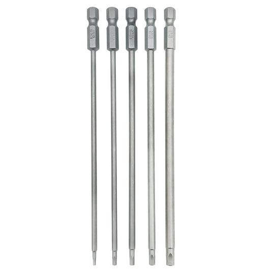 5Packs RC Hex Bit 6 Inch Power Bits 1.5mm 2.0mm 2.5mm 3.0mm 4mm Allen Wrench Drill Bit Set Professional Grade ¼ Inch Hex Shank for Screwdrivers Electric Screwgun/Power Drill