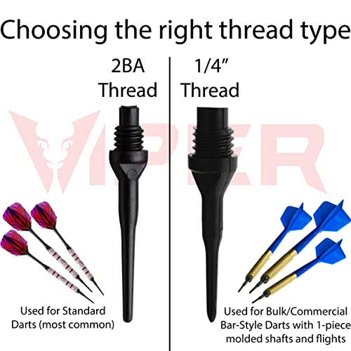 Tufflex II 1/4" Thread Soft Tip Dart Points - Black - 100 Pack