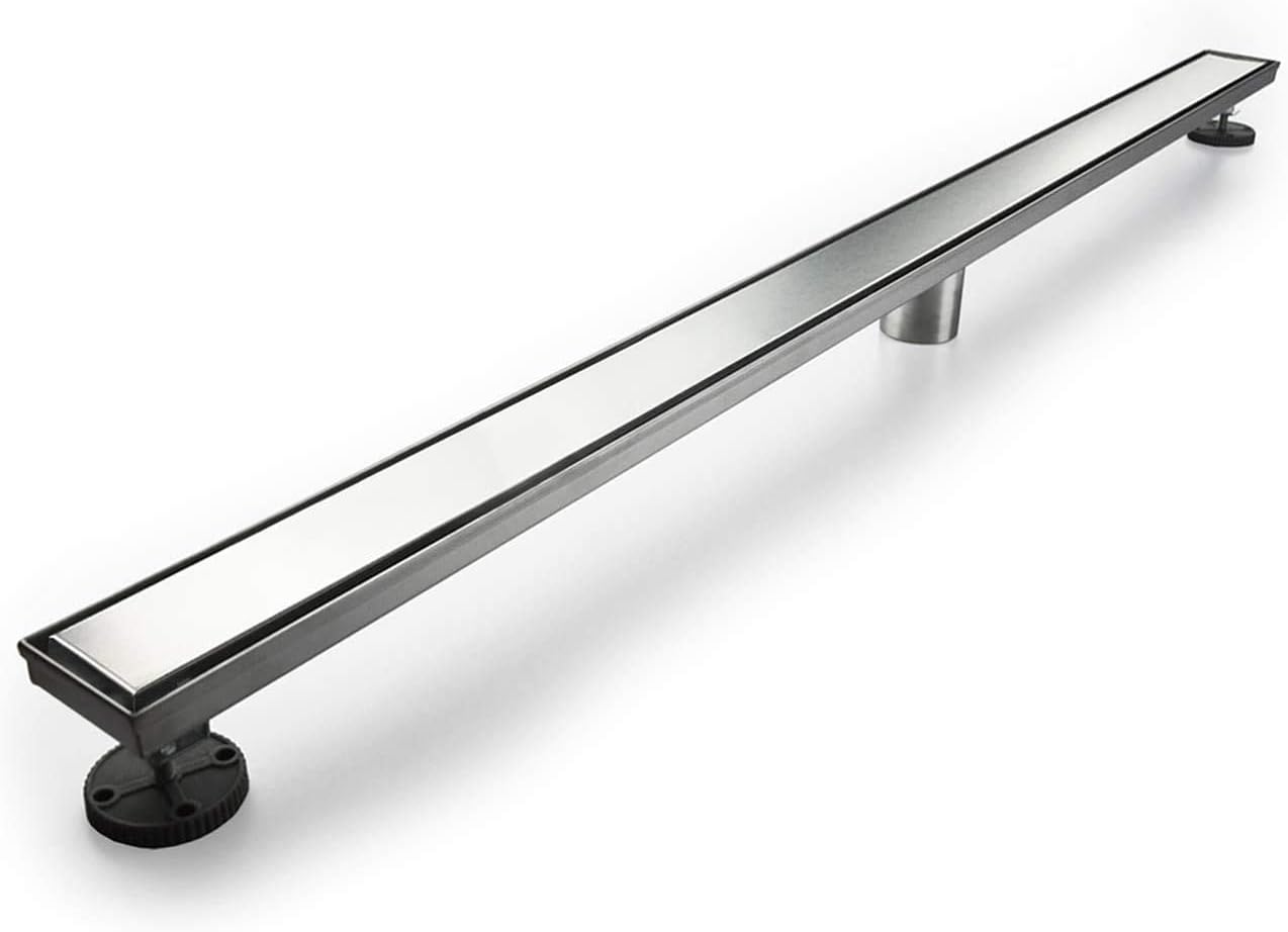 Neodrain 18-Inch Gold Linear Shower Drain - Brushed Brass, Tile Insert Cover & Hair Strainer