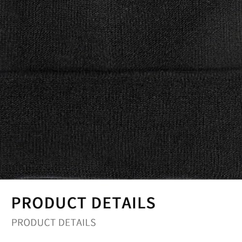 Custom Knit Beanie Hat - Personalized Cuffed Cap with Text - Pure Black