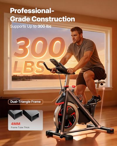 Magnetic Exercise Bike for Home Gym - S38 Red, 300 lbs Capacity