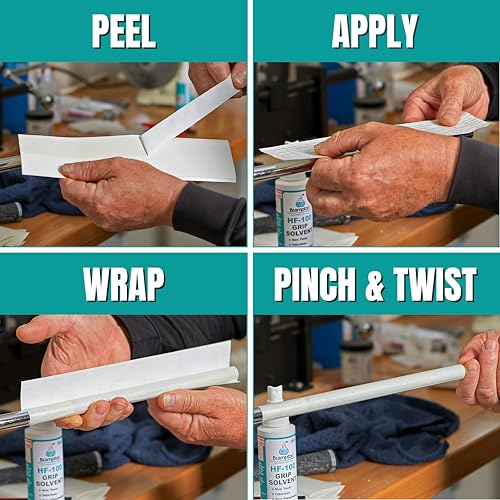 Brampton Complete Golf Grip Kit - 2x10 Premium Tape Strips, Grip Solvent & Clamp, 15 Piece