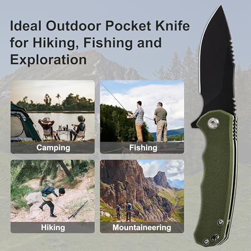 ROMANTICIST Folding Pocket Knife - 3.15" D2 Steel Blade, G10 Handle, Outdoor & EDC Knife