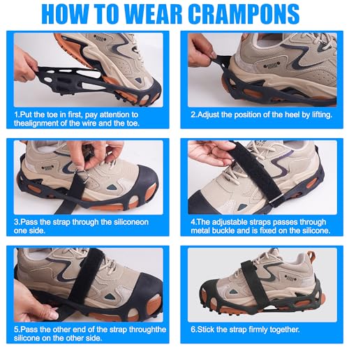 VATEICO X-Large Ice Cleats for Snow Shoes and Boots - 28 Spikes, Unisex, Size US Women 11.5-14 / Men 10-13