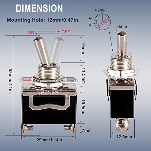 Heavy Duty Rocker Toggle Switch 2pcs - 30A 12VDC, Waterproof Boot - Black