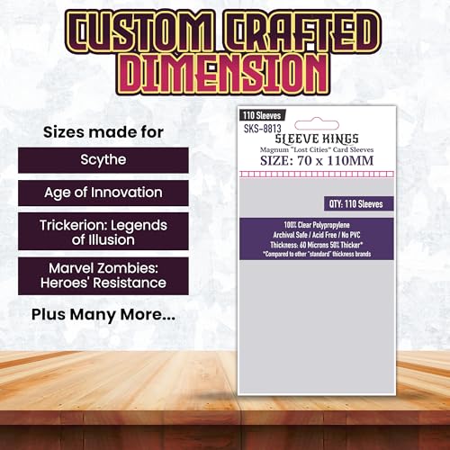 Large Card Sleeves – 110 Pack, Clear 60 Micron, 70 x 110 mm - Magnum Lost Cities