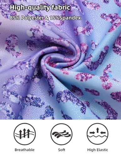 Zaclotre Girls Gymnastics Leotard with Clasp Back & Tumbling Shorts - 6-7 Years, Purple Leopard