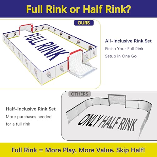 Indoor Mini Knee Hockey Set - Complete 9x8ft Rink with Goals & Sticks