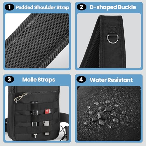 Keanoo Black Sling Bag Anti-Theft Crossbody RFID Lock, Compact EDC Shoulder Bag