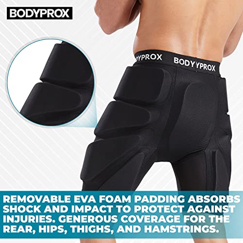 Protective Padded Shorts for Snowboarding & Skiing - Large Black