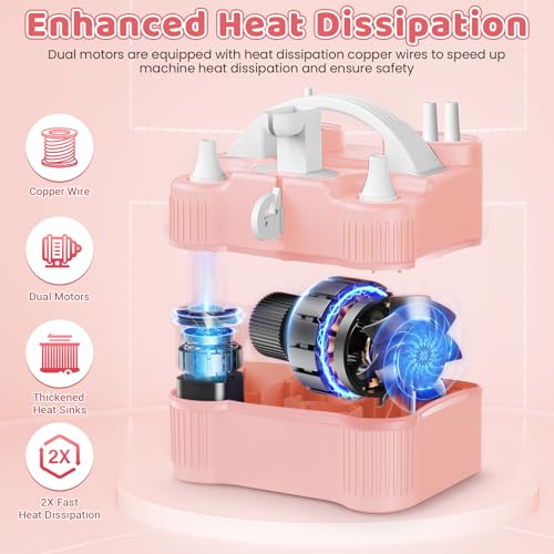 Pink 4-in-1 Electric Balloon Pump with Nozzles & Tying Tool - Portable 600W