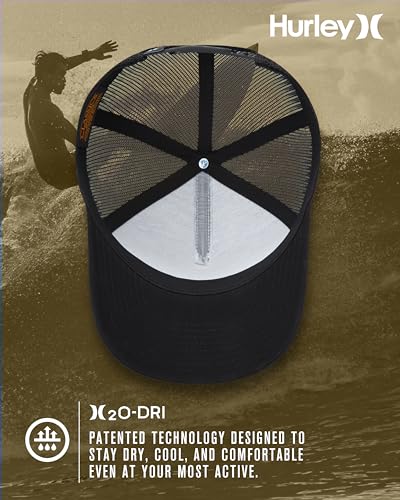 Hurley Men's Trucker Hat Fairway Mesh Quick Dry Snapback Black One Size