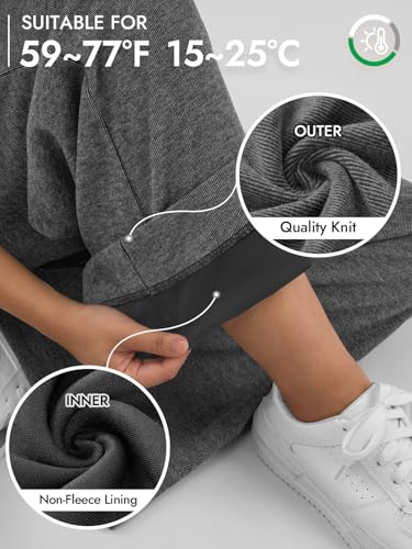 ATHMILE Women's Wide Leg Baggy Sweatpants - Medium/Dark Heather Gray