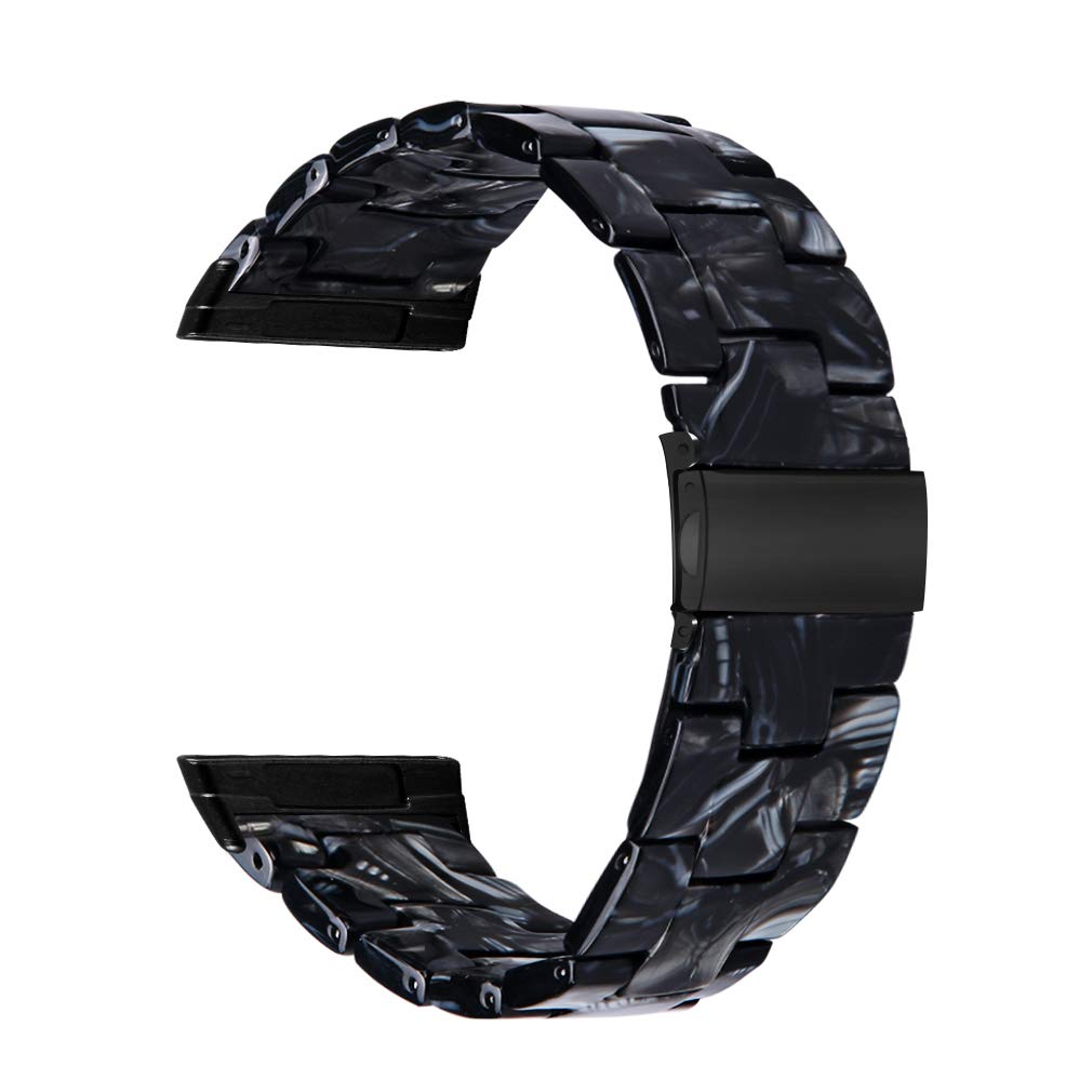 Resin Band Compatible for Fitbit Versa 4/Sense 2 Replacement Band Strap Breathable Bracelet Band for Versa 4 Smartwatch Accessories (Black)