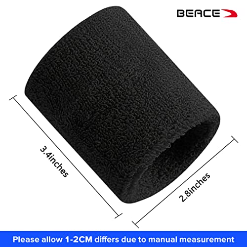 Moisture Wicking Cotton Sweatbands for Men & Women - Black